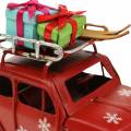 Floristik24 Karácsonyi autó csomagokkal piros L11cm