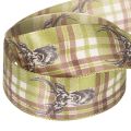 Dekoratív szalag szarvasfejjel és kockás mintával, 40mm x 15m | Floristik24.hu