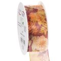 Floristik24 Ajándékszalag őszi színekben, organza szalag virágmintával, 40mm, 15m