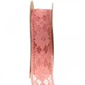 Antik rózsaszín csipke szalag, dekoratív szalag, vintage dekoráció, dekor szalag, esküvői dekoráció W25mm L15m