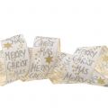 Floristik24 Szalag &quot;Merry Christmas&quot; fehér, arany 40mm 20m