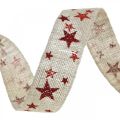 Floristik24 Ajándék szalag masni szalag csillagokkal fehér piros 25mm 15m