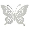 Floristik24 Ágykaró fém pillangó fehér 43x10,5x8cm 3db