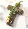 Floristik24 Virágos habkereszt kis zöld 42cm 4db temetési virág