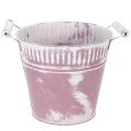 Floristik24 Bádogvödör, lila és fehérre meszelt, Ø19cm M17cm, 1 db.