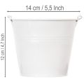 Fehér fémvödrök Ø14cm M12cm 6 db | Floristik24.hu