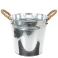 Floristik24 Fényes fém vödör kötélfogantyúval, Ø22cm