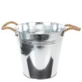 Floristik24 Fényes fém vödör kötélfogantyúkkal, Ø25cm