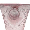 Floristik24 Négyzet alakú fém edény füllel rózsaszín 14cm x 14cm H14cm
