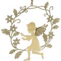 Floristik24 Angyalkoszorú, karácsonyi dekoráció, akasztható angyal, fém medál Golden H14cm SZ15,5