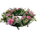 Floristik24 Ajtókoszorú faldísz virágok dáliák banksia rózsaszín Ø35cm