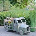 Floristik24 Virágcserepes kamion cink szürke, zöld 42 × 17,5 × 19,5 cm
