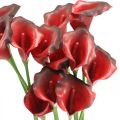 Floristik24 Calla vörös bordó művirág csokorban 57cm 12db