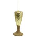 Floristik24 Akasztós pezsgőspohár világos arany csillogó 15cm szilveszter és karácsony