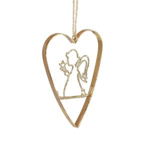 Floristik24 Karácsonyfa díszek szív fém szívek dekoráció arany 12cm 6db