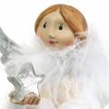 Floristik24 Dekoratív angyal szívvel és csillaggal fehér, ezüst Ø7,5 H15cm 2db