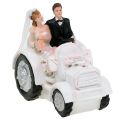 Floristik24 Dekoratív menyasszony és vőlegény traktoron H10cm