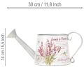 Dekoratív fém öntözőkanna, levendula, retró kerti design, 30×11×14,5cm | Floristik24.hu