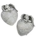 Floristik24 Dekoratív szív angyalszürkével 10,5cm 2db