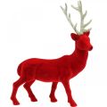 Floristik24 Dekoratív szarvas dekoratív figura dekoratív rénszarvas nyelt piros H40cm