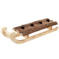 Floristik24 Dekoratív szánkó fakéreg gyertyatartó 4 db 40×12,5 cm