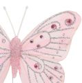 Floristik24 Dekoratív pillangó rózsaszín csillámmal 10,5cm 3db