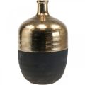 Floristik24 Dekoratív váza fekete/arany kerámia váza nagy Ø21cm H37.5cm