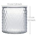 Floristik24 Dekoratív üveg, gyémántmintás lámpa, üvegedény Ø15cm H15cm