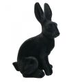 Nagy húsvéti nyuszi dekoráció, fekete bolyhos kerámia 42,5 cm