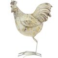 Floristik24 Dekoratív csirkék White Gold Rooster Tyúk Vintage L13cm 2db