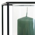 Floristik24 Dekoratív gyertyatartó fekete fém lámpás üveg 12×12×13cm