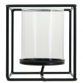 Floristik24 Dekoratív gyertyatartó fekete fém lámpás üveg 12×12×13cm