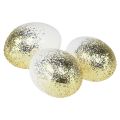 Floristik24 Dekoratív húsvéti tojás igazi libatojásfehérje arany csillámmal H7,5-8,5cm 10db