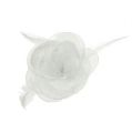 Floristik24 Dekoratív rózsa tollas csipesszel fehér 2db