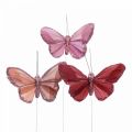 Floristik24 Deco pillangó dróttollas pillangó rózsaszín 10×6cm 12db