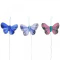 Deco pillangók toll pillangó rózsaszín, kék 6cm 24db