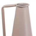 Floristik24 Dekoratív váza fém díszkancsó rózsaszín kúpos 15x14,5x38cm