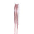 Floristik24 Deco szalag rózsaszín lurex csíkokkal ezüst színben 15mm 20m