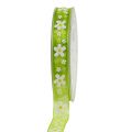 Floristik24 Deco szalag zöld virág motívummal 15mm 20m