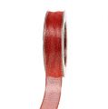 Floristik24 Dekoratív szalag lurex csíkokkal piros 25mm 20m