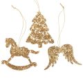 Floristik24 Deco fogas fa arany csillogó karácsonyfadísz 10cm 6db
