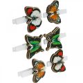 Floristik24 Díszkapcsos pillangó, ajándék dekoráció, rugós, pillangók fából 6db