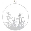 Floristik24 Díszgyűrű fehér fém dekoratív virág rét tavaszi dekoráció Ø22cm