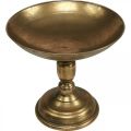 Floristik24 Dekoratív tál lábon Dekoratív tányér arany antik megjelenés Ø28cm H26cm