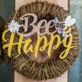 Floristik24 Dísztábla méh &quot;Bee Happy&quot; nyári dekoráció fa 31×18cm 2db