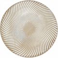 Floristik24 Dekoratív tányér kerek fehér barna hornyú asztali dekoráció Ø30cm H3cm