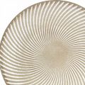 Floristik24 Dekoratív tányér kerek fehér barna hornyú asztali dekoráció Ø35cm H3cm