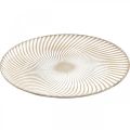 Floristik24 Dekoratív tányér kerek fehér barna hornyú asztali dekoráció Ø40cm H4cm