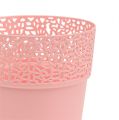 Floristik24 Dekoratív edény műanyag rózsaszín Ø13cm H13,5cm 1db
