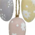Floristik24 Mini húsvéti tojások, virágos fa tojások, húsvéti dekoráció lila, rózsaszín, sárga H3,5cm 6db